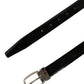 Black Classic Leather Silver Tone Buckle Belt