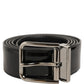 Black Patent Leather Silver Metal Buckle Belt