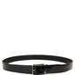 Black Patent Leather Silver Metal Buckle Belt