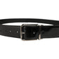 Black Patent Leather Silver Metal Buckle Belt