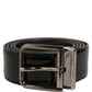 Black Patent Leather Silver Metal Buckle Belt