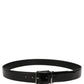 Black Patent Leather Silver Metal Buckle Belt