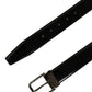 Black Patent Leather Silver Metal Buckle Belt