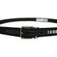 Black Fabric Leather Barcode Silver Buckle Belt
