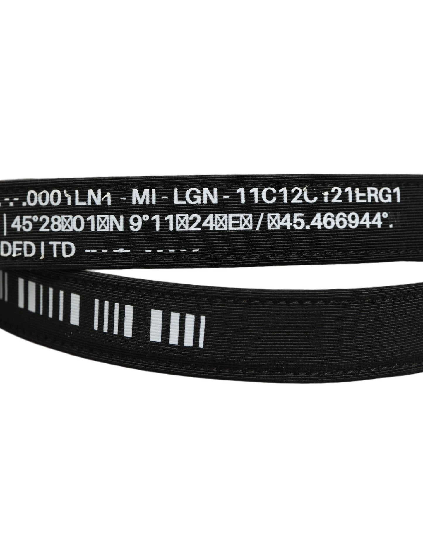 Black Fabric Leather Barcode Silver Buckle Belt