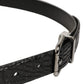 Black Leather Silver Metal Buckle Men Belt