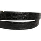 Black Leather Silver Metal Buckle Men Belt