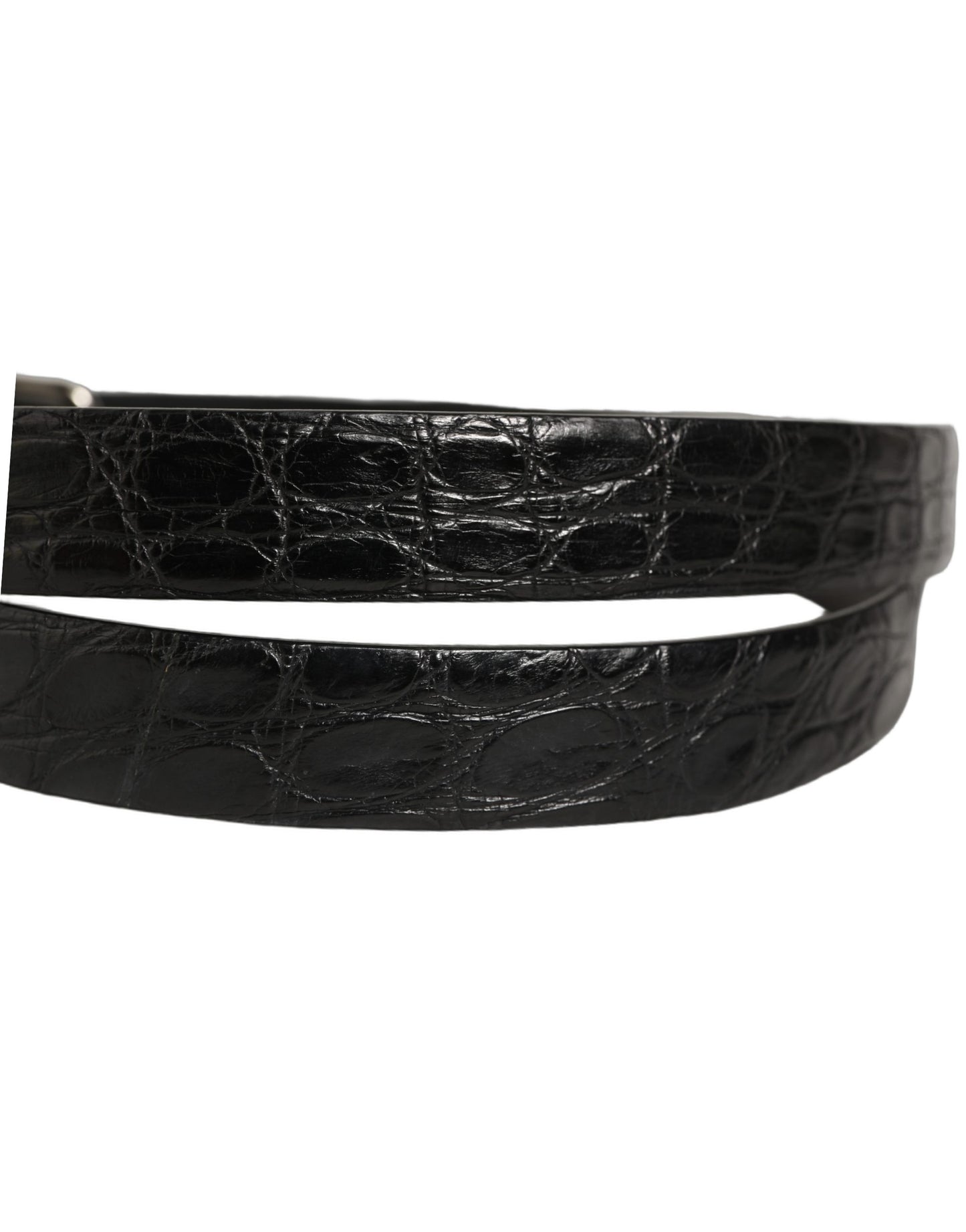 Black Leather Silver Metal Buckle Men Belt