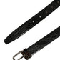 Black Leather Silver Metal Buckle Men Belt