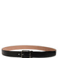 Black Calf Leather Silver Metal Buckle Belt