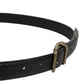 Men Black Calf Leather Gold Metal Buckle Belt