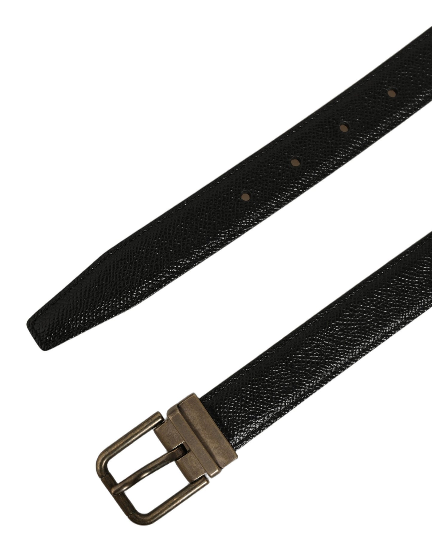 Men Black Calf Leather Gold Metal Buckle Belt