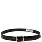 Black Classic Leather Silver Tone Buckle Belt