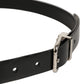 Black Classic Leather Silver Tone Buckle Belt