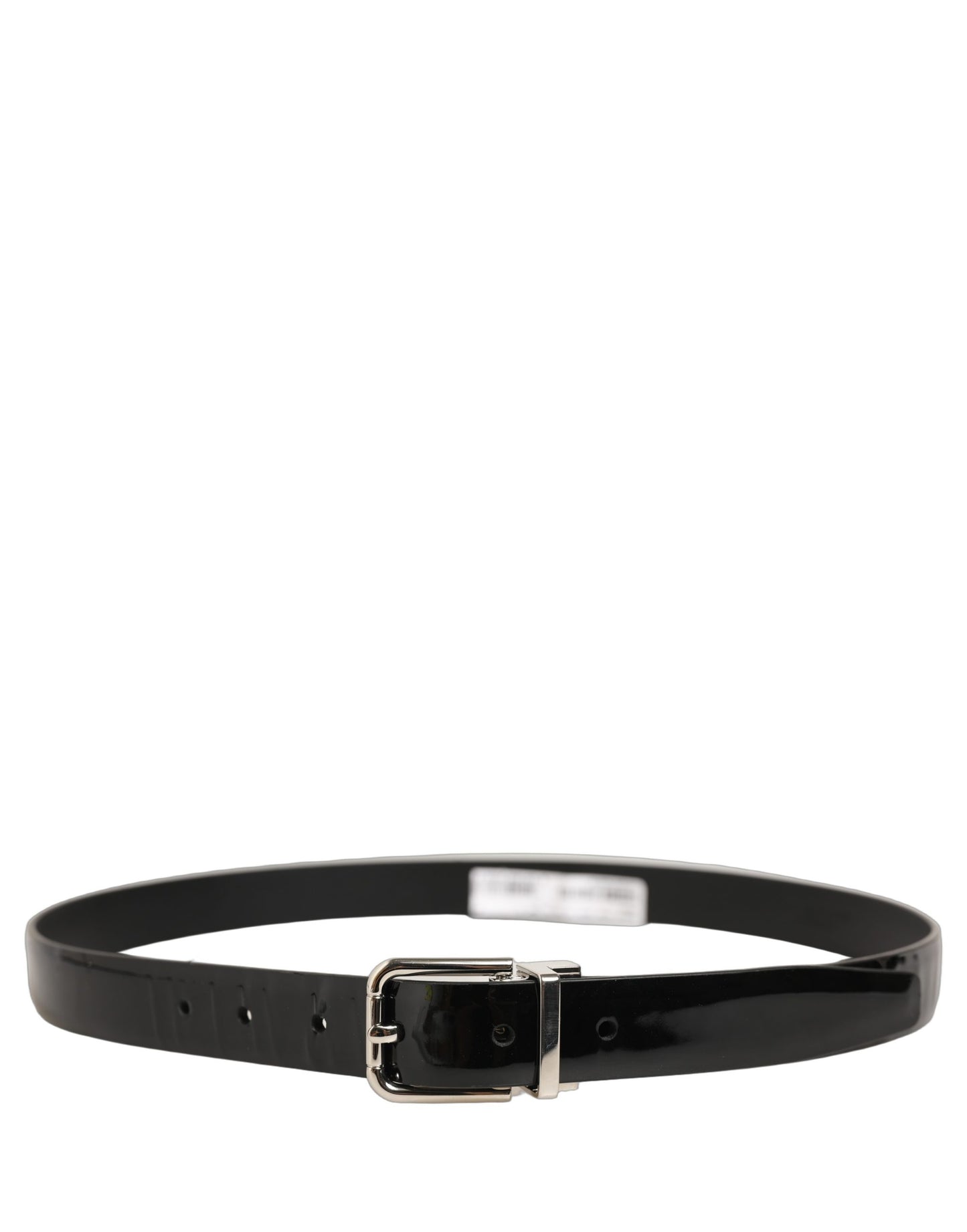 Black Classic Leather Silver Tone Buckle Belt
