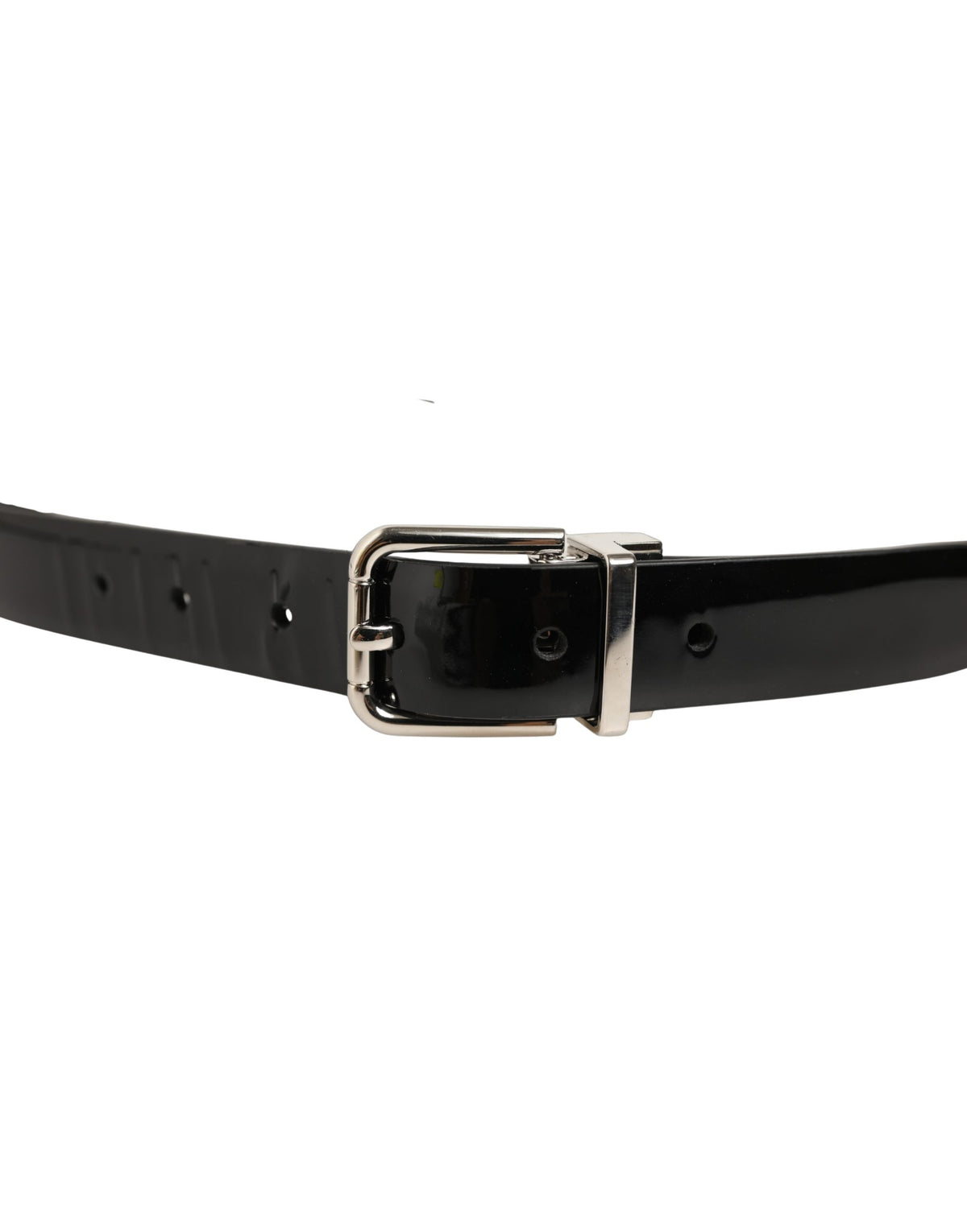 Black Classic Leather Silver Tone Buckle Belt