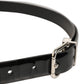 Black Classic Leather Silver Tone Buckle Belt
