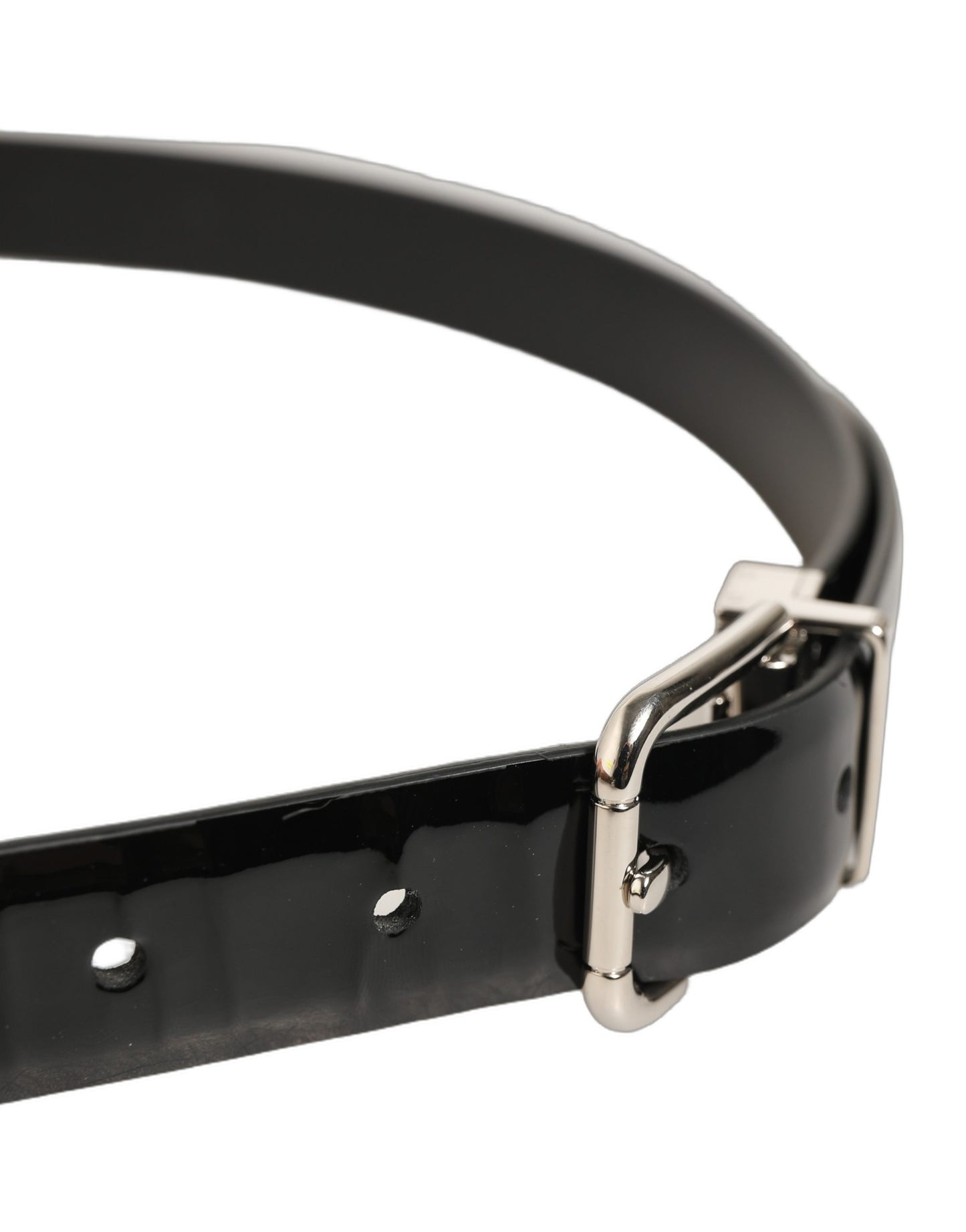 Black Classic Leather Silver Tone Buckle Belt
