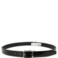 Black Classic Leather Silver Tone Buckle Belt