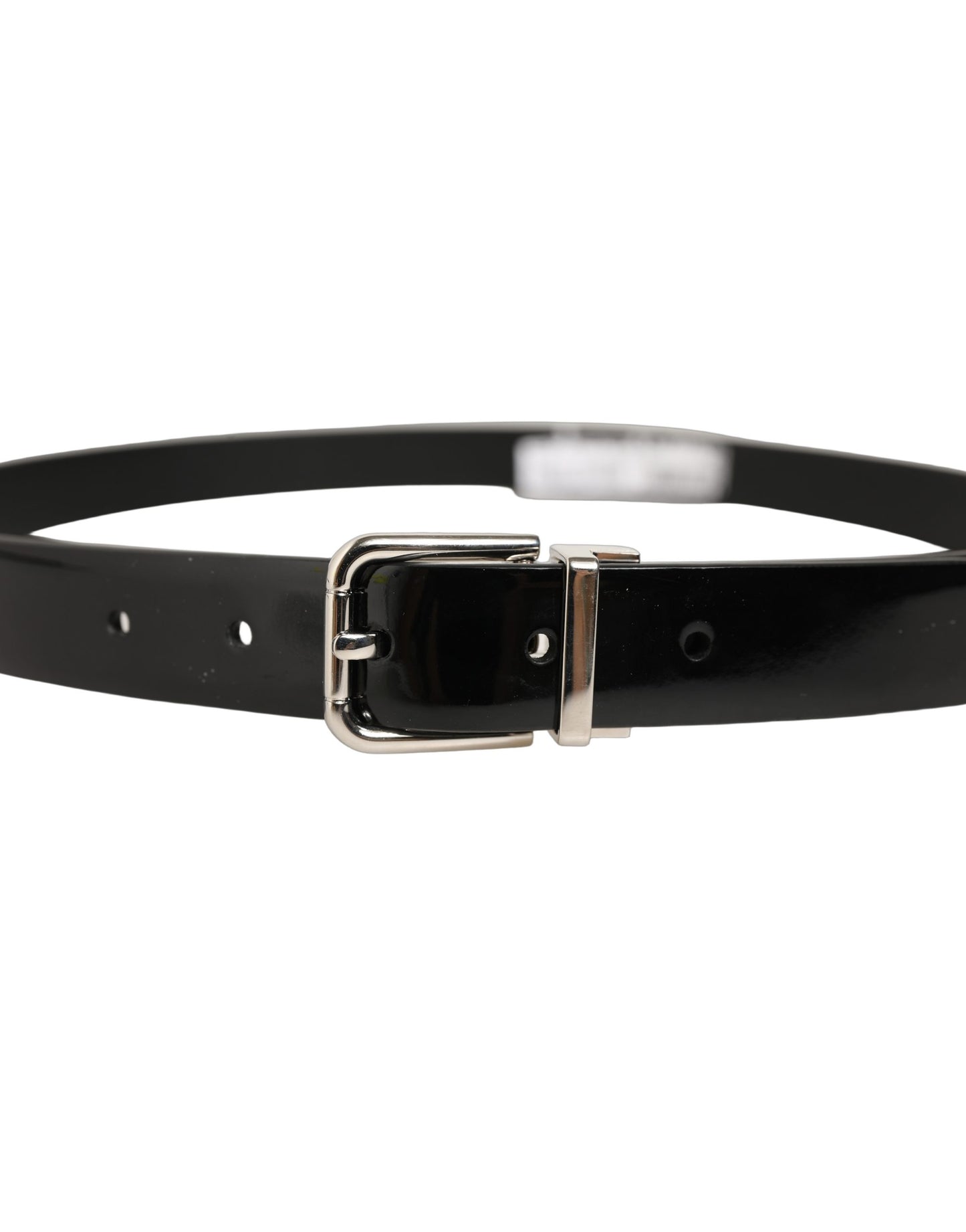 Black Classic Leather Silver Tone Buckle Belt