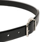 Black Classic Leather Silver Tone Buckle Belt