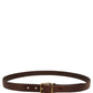 Brown Leather Gold Tone Metal Buckle Belt