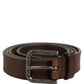 Brown Leather Silver Tone Metal Buckle Belt