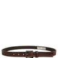 Brown Leather Silver Tone Metal Buckle Belt