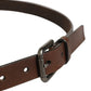 Brown Leather Silver Tone Metal Buckle Belt