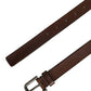 Brown Leather Silver Tone Metal Buckle Belt