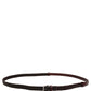 Dark Brown Woven Leather Metal Buckle Belt