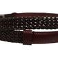 Dark Brown Woven Leather Metal Buckle Belt