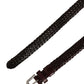 Dark Brown Woven Leather Metal Buckle Belt