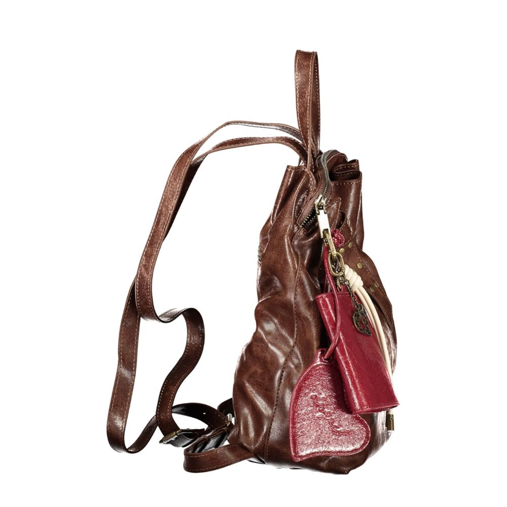 Brown Polyurethane Women's Backpack