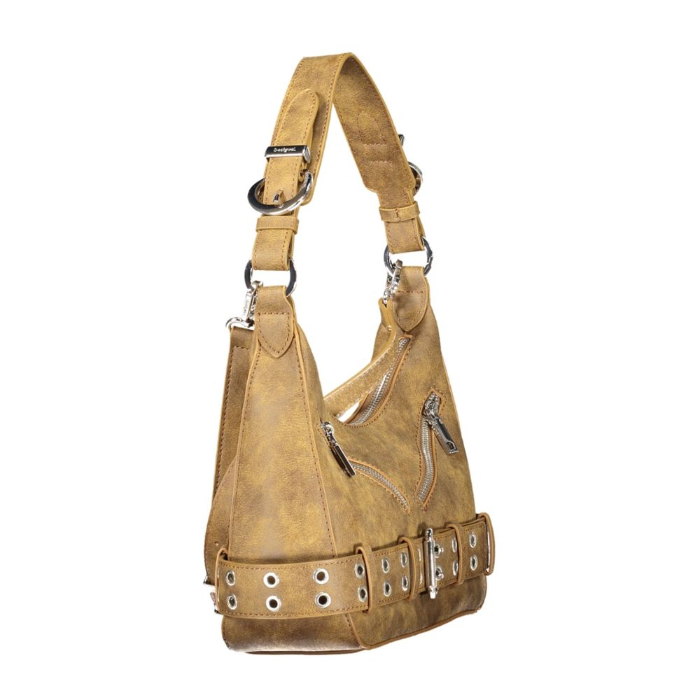 Brown Polyurethane Women Bag