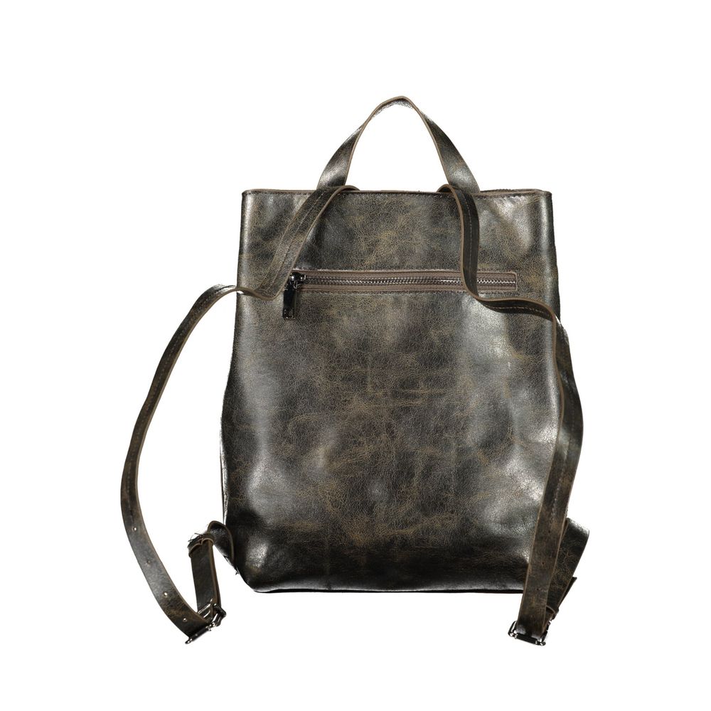 Brown Polyurethane Women Backpack