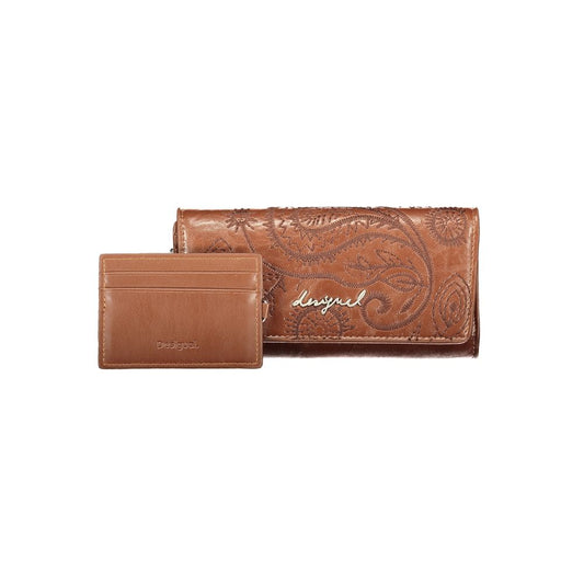 Brown Polyurethane Women's Wallet