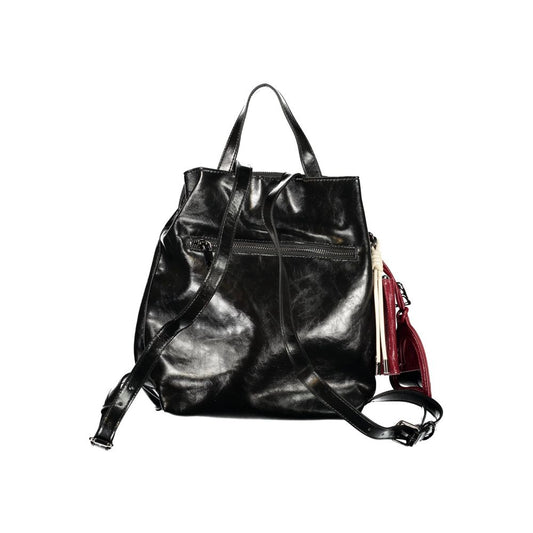Black Polyurethane Women's Backpack for Sophisticated Style