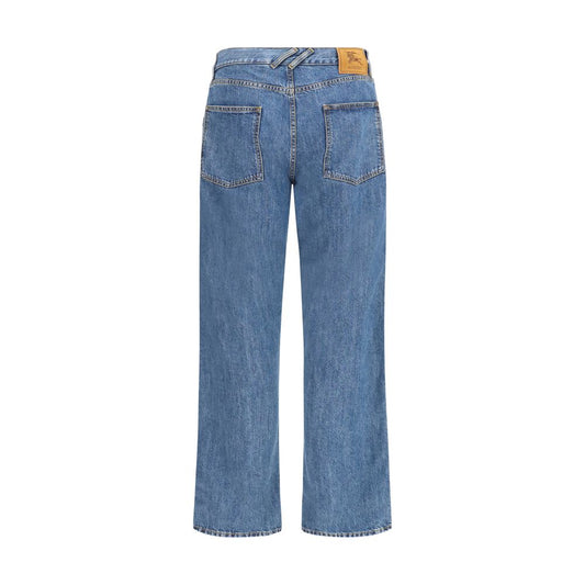 Blue Cotton Straight-Leg Jeans