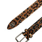 Brown Leopard Calf Hair Studs Metal Buckle Belt