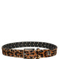 Brown Leopard Calf Hair Studs Metal Buckle Belt