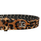 Brown Leopard Calf Hair Studs Metal Buckle Belt
