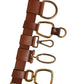 Brown Leather Gold Metal Rings Buckle Belt