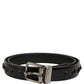 Black Leather Studs Silver Metal Buckle Belt
