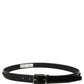 Black Leather Studs Silver Metal Buckle Belt