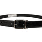 Black Leather Studs Silver Metal Buckle Belt