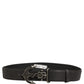 Black Leather Anchor Logo Metal Buckle Belt