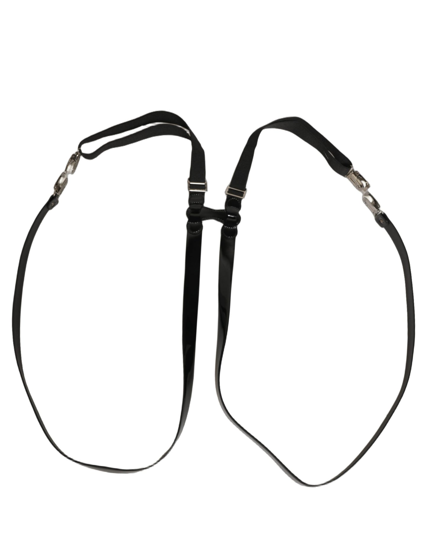 Black Adjustable Silver Metal Clips Suspenders