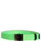 Green Canvas Logo Plaque Metal Buckle Belt