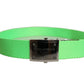 Green Canvas Logo Plaque Metal Buckle Belt